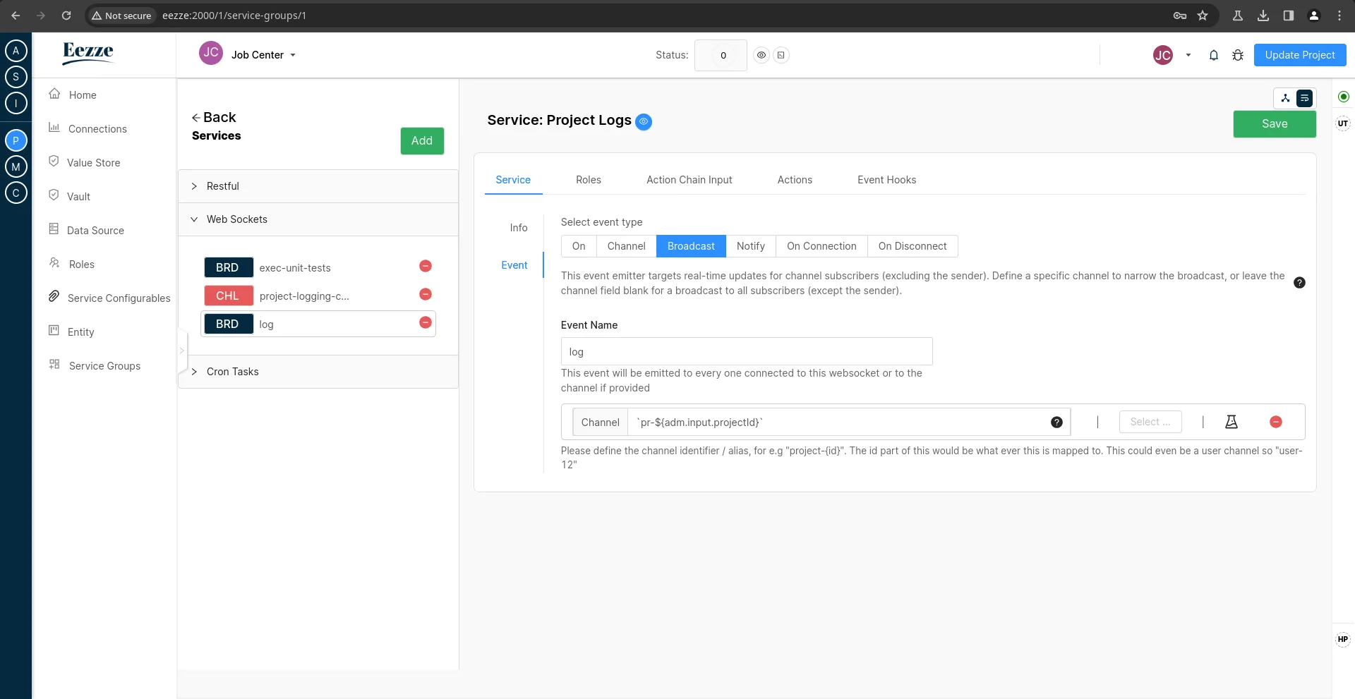 Websocket Broadcast configuration
